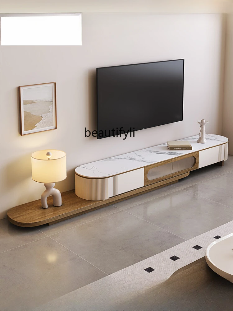 Light Luxury Floor Stone Plate Coffee Table TV Cabinet Home Living Room Modern Minimalist Floor Cabinet High Sense