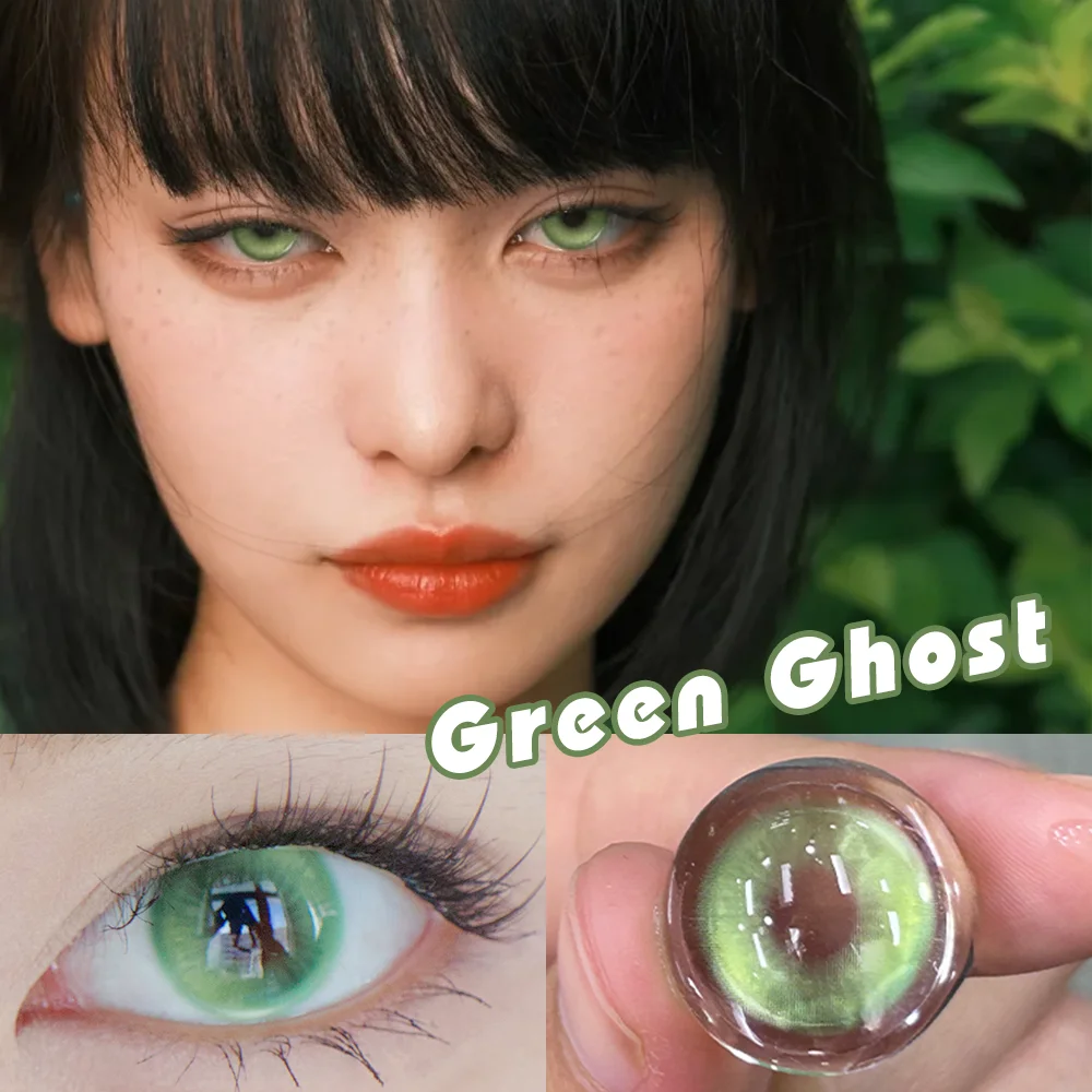 DUOXIU 2Pcs  Cosplay Colored Contact Lenses 2Pcs Myopia Halloween Anime Cyber Pink Color Contacts with Power Nebula Blue