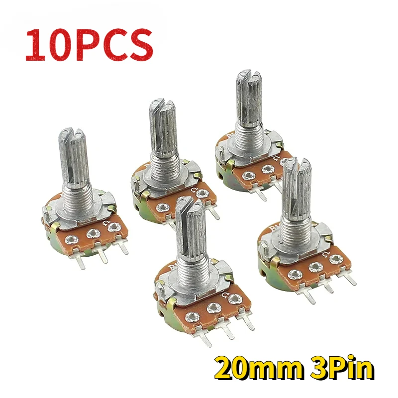 

10PCS WH148 Potentiometer 20mm 3Pin Resistance 1K 2K 5K 10K 20K 50K 100K 500K 1M Ohm Linear Taper Rotary Potentiometers Resistor