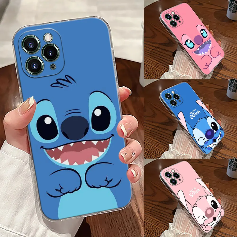 

Blue Pink Angel Lilo-Stitch Cartoon Phone Case For iPhone 17 Pro Max 17E 11 12 13 14 15 16 Pro Max Plus 17 Air 16E XS Soft Cover