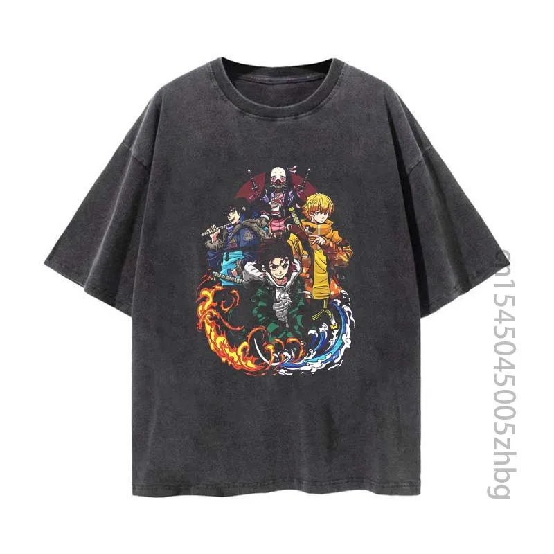 

Demon SLayer epic characters Anime Woman Shirt Streetwear Harajuku Vintage Distressed Tshirt Manga Graphic T Shirt Men Tops Tees