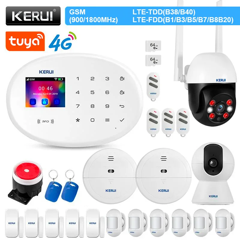 

KERUI W204 4G Alarm System WIFI GSM Alarm Wireless Tuya Smart House Support Alexa Burglar RFID Card Motion Sensor