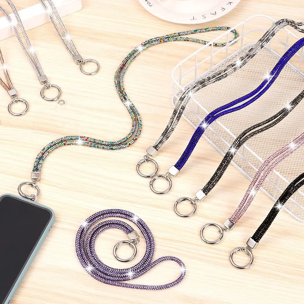 Luxe Heldere Bling Bling Crystal Anti-Verloren Touw Strass Telefoon Lanyard Hangende Koord Kettingriemen