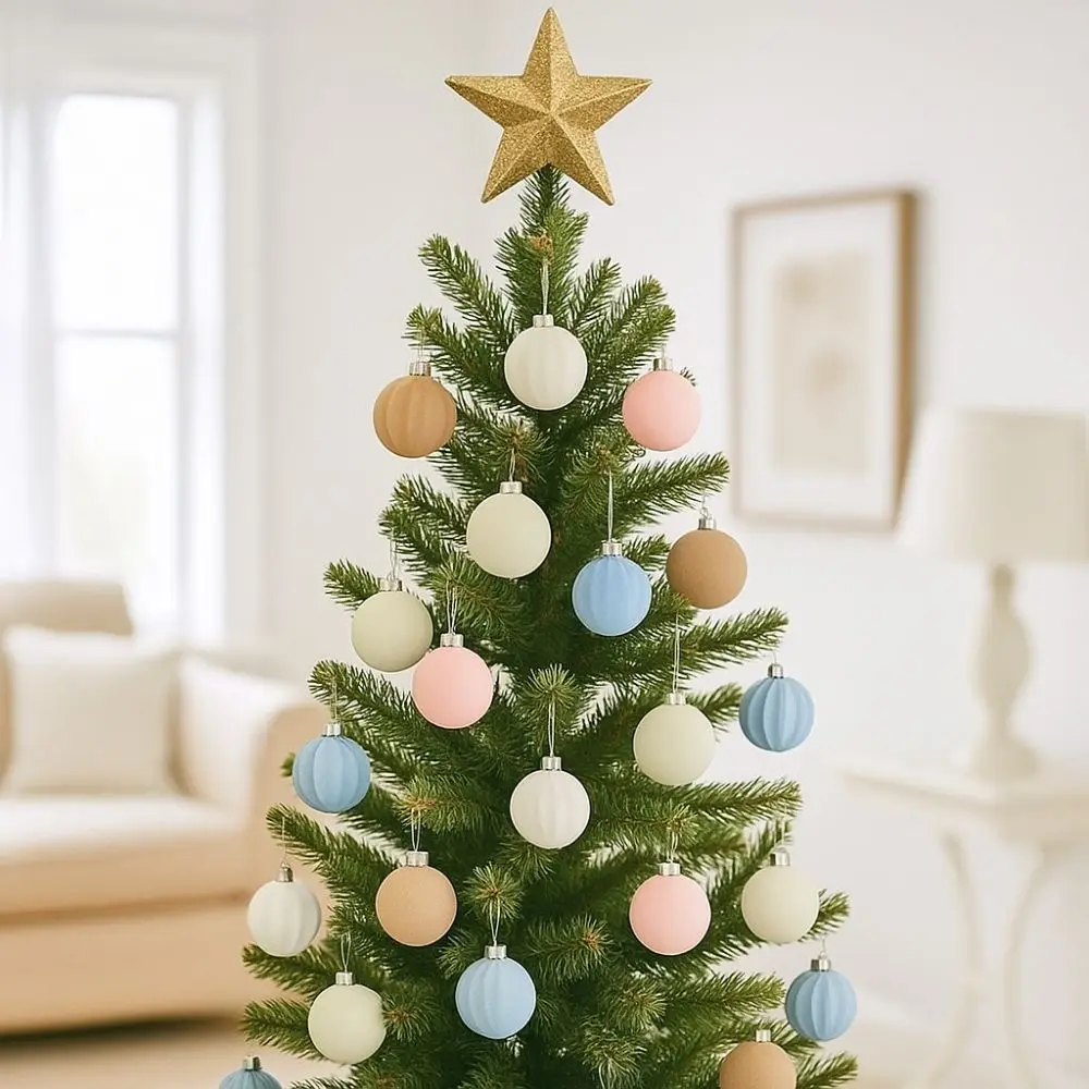 

Colorful Christmas Ball Ornaments Plastic Flocking Reusable Christmas Spheres Pendant Shatterproof Xmas Tree Ornaments Kid Gift