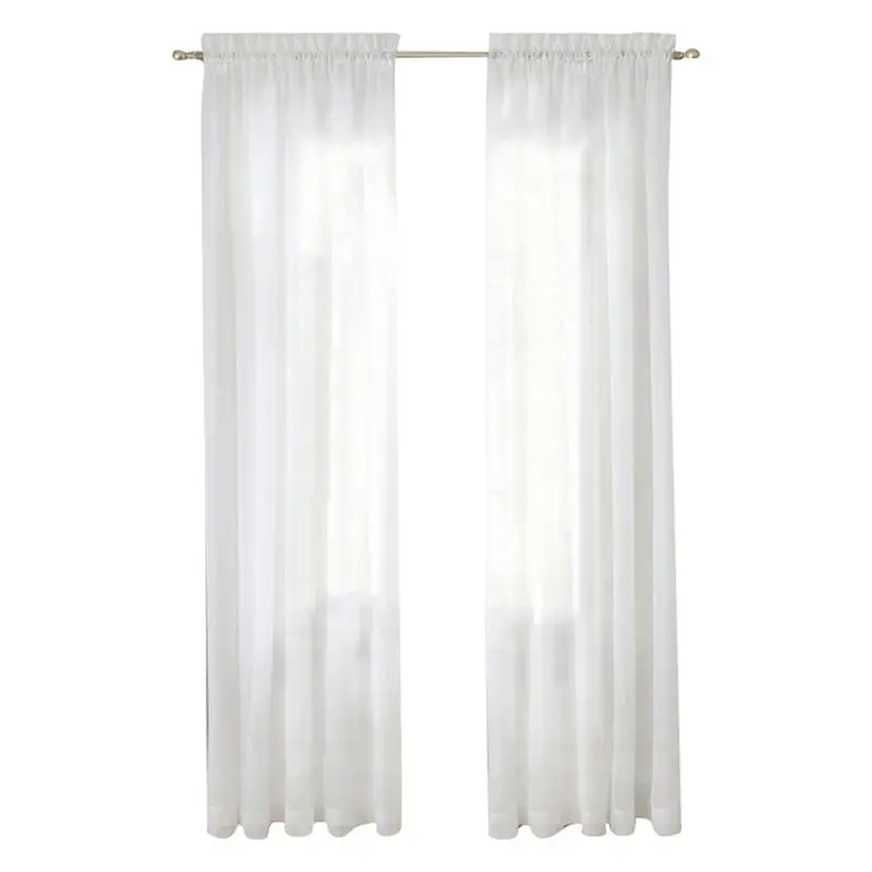 *A91P Window White Sheer Curtains 90 Inches Long 4 Panels Sheer White Curtains Clear Curtains Basic Rod Pocket Panel