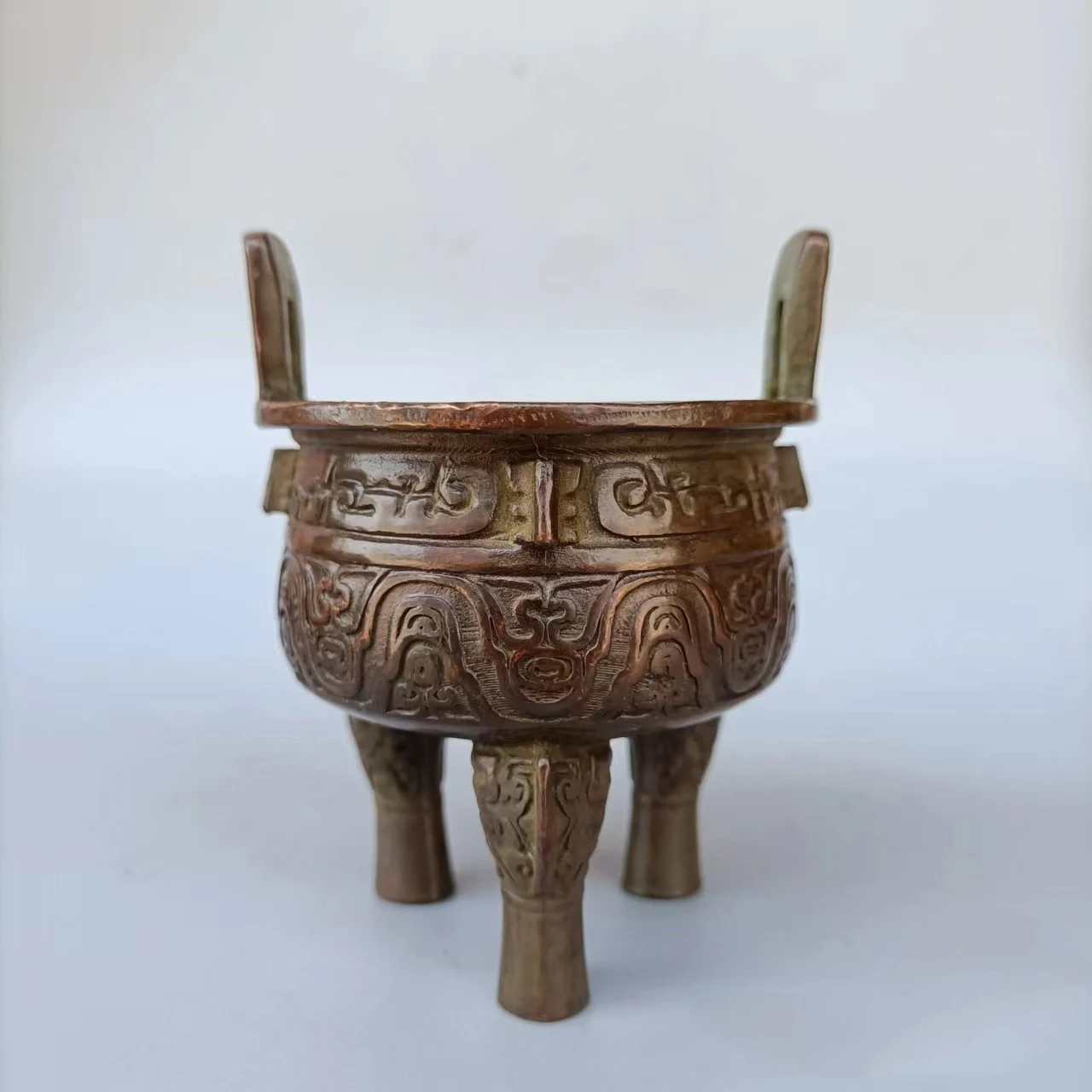 

Incense Furnace Bronze Incense Stand Candlestick Chinese Antique Collection Tripod Ding Furnace Figurine Home Decoration Crafts