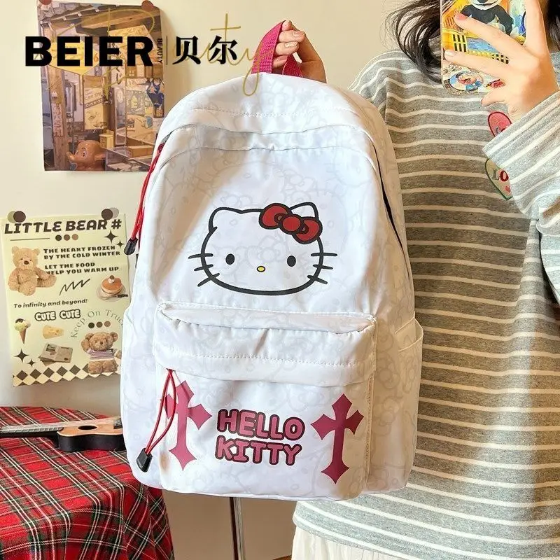 Cute Hellokitty Backpack Female Cartoon Anime Student School Backpack High Quality Nylon Large Capacity Shoulder Bag Mochila