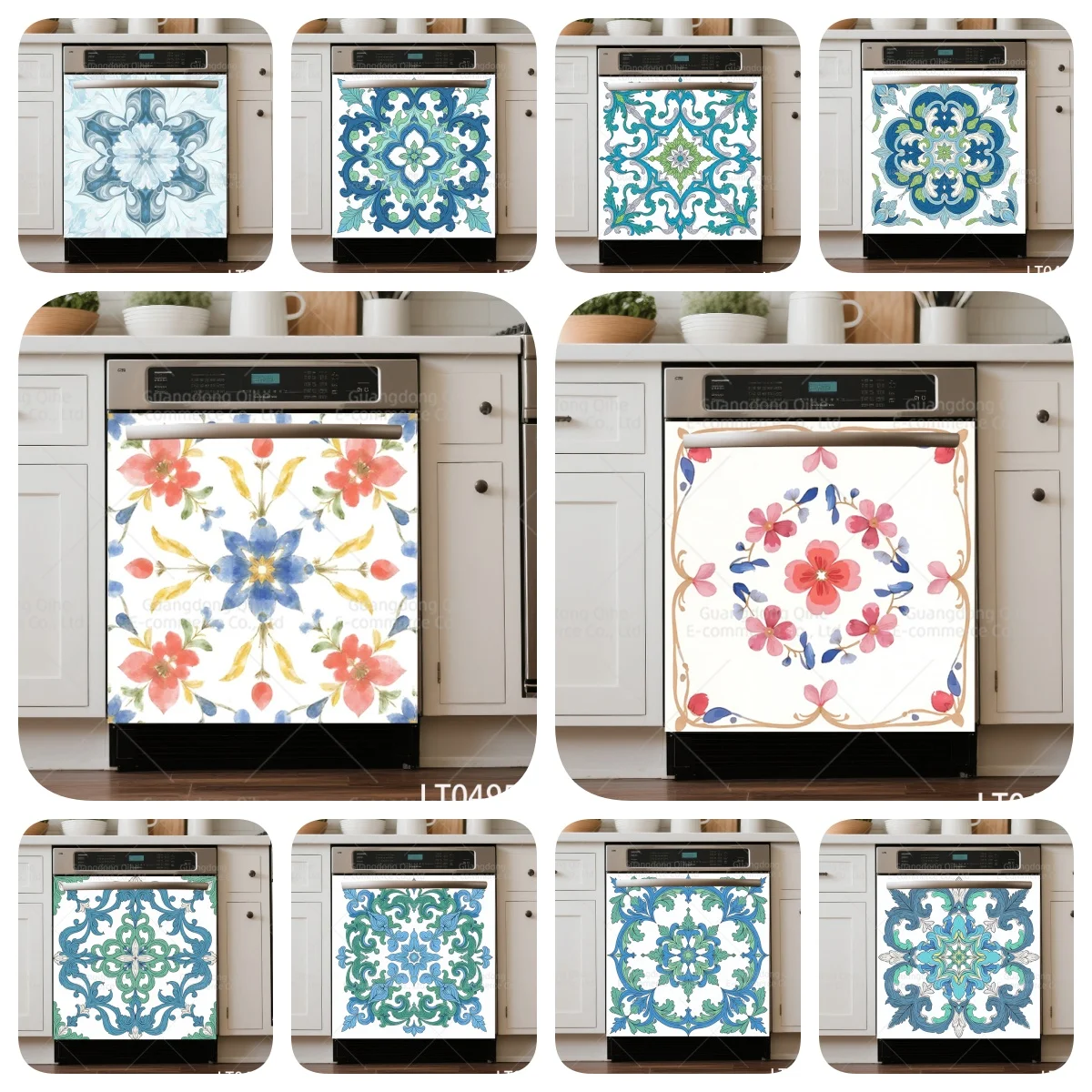 Vintage-Ornament, Spülmaschinenfolie, buntes Mandala-Design, wasserfester Vinyl-Aufkleber für Küchenschränke, Poster, Ästhetik, Dekor