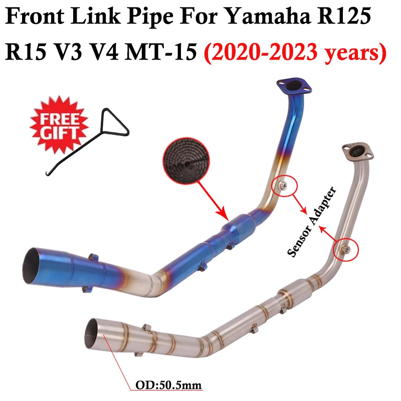 ヤマハモーターサイクル用エキゾーストパイプスリップオンマフラーフロントセンターマニホールドエスケープyzfr15r125v3v4yzf-r15-mt-15-2017-2021