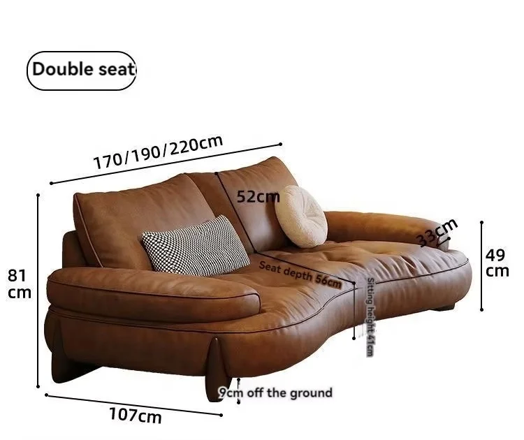

Italian Minimalist Leather Sofa Curved Retro Living Room Modern Simple Designer Sofa Combination