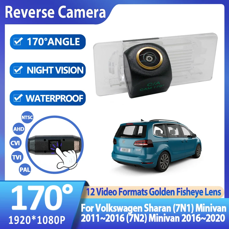 170 Degree 1920x1080P HD AHD Vehicle Rear View Camera For Volkswagen Sharan (7N1) Minivan 2011~2016 (7N2) Minivan 2016~2019 2020