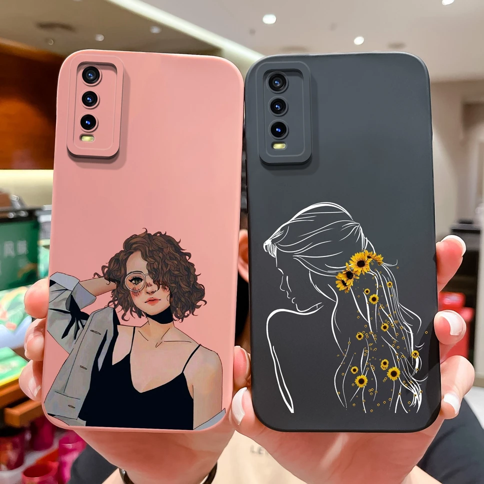 For Vivo Y20A Y20G Y20i Case Fashion Sweet Girl Soft Liquid Silicone Phone Cover For VivoY20 A VivoY 20G VivoY20i Fundas Coque