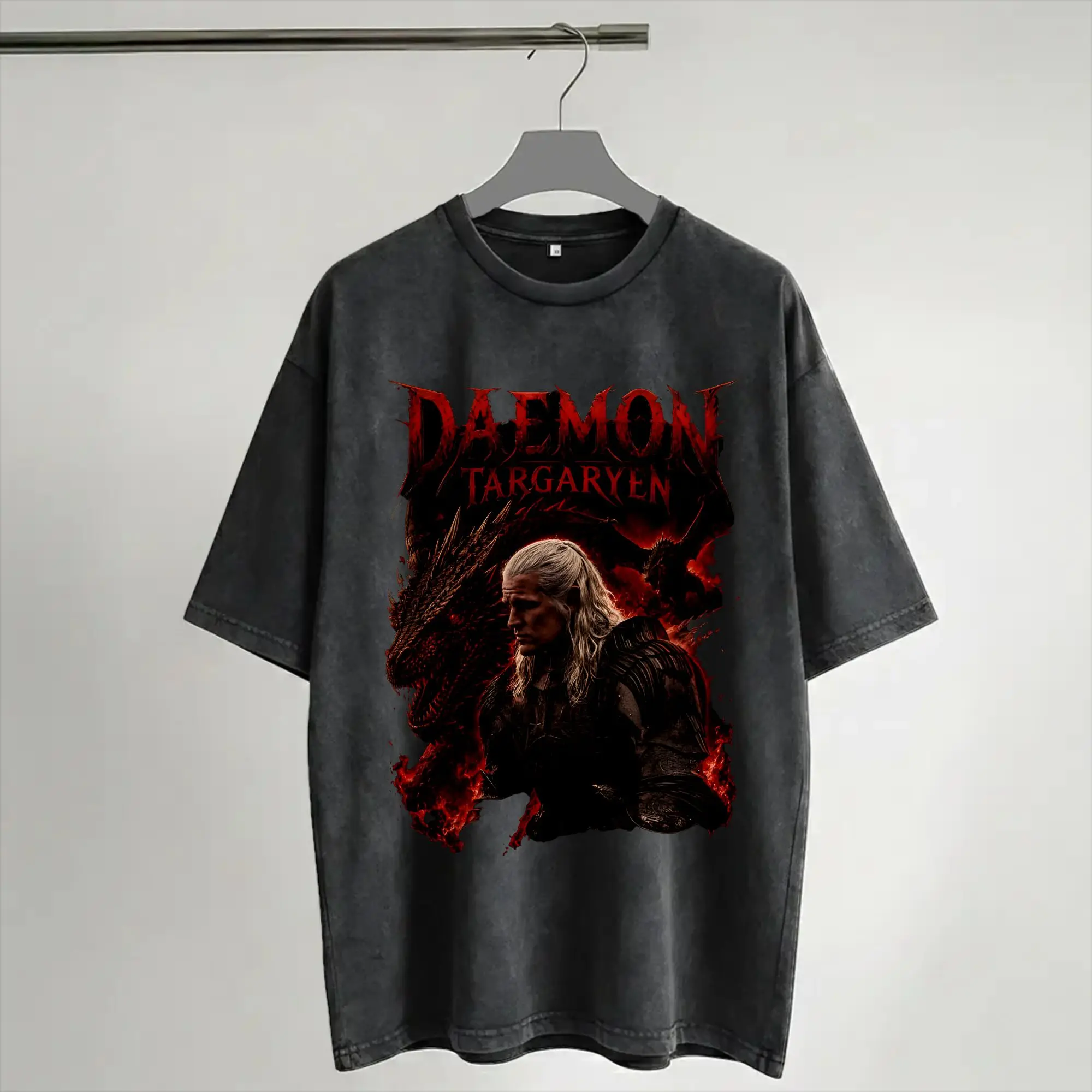 Daemon Targaryen Houses of the Dragons Merch Washed T Shirt Men Women Streetwear Hip Hop T-Shirts Summer  Tee Shirt Short Sleeve