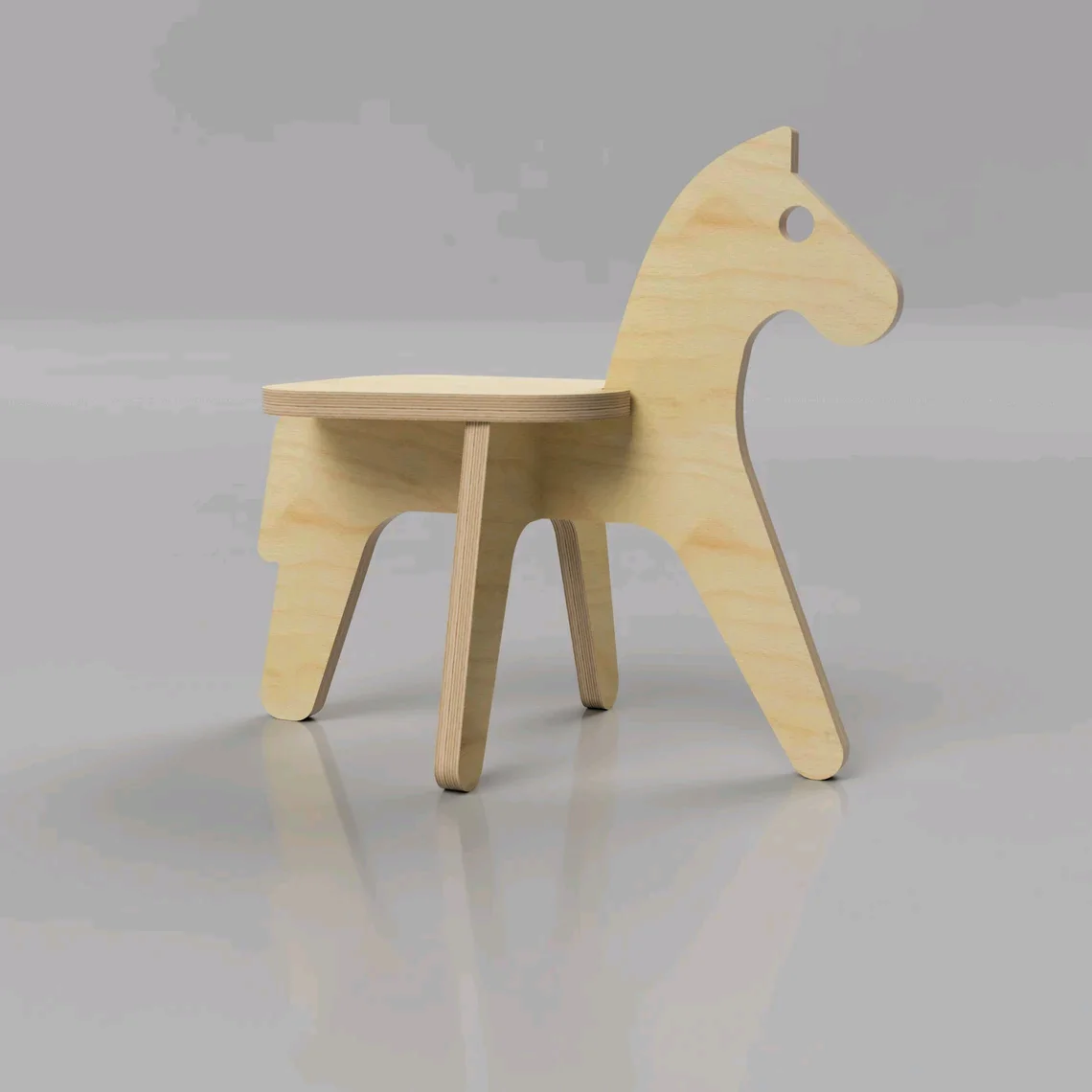 

&cCute Design Minimalist Kids Chair Horse Shaped Plywood Wooden Toddler Chair Classroom Wood Chairs Toddler Bedroom Living Room