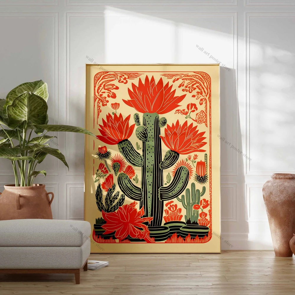 خمر المكسيكي المشارك غرفة ديكور جدار الفن التقليدي اللاتينية ديكور الأزهار طباعة النباتية جدار الفن الاستوائية طباعة الفن اللاتينية هدية #5