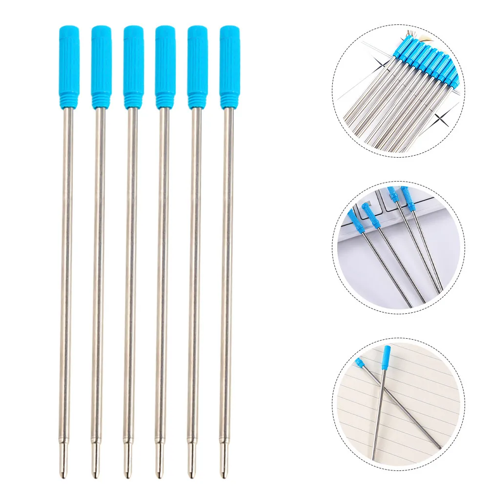 50Pcs Metal Ballpoint Pen Refills Blue Ink Quick Dry Smudge Proof Versatile Compatibility for Twist Pens Office Supplies