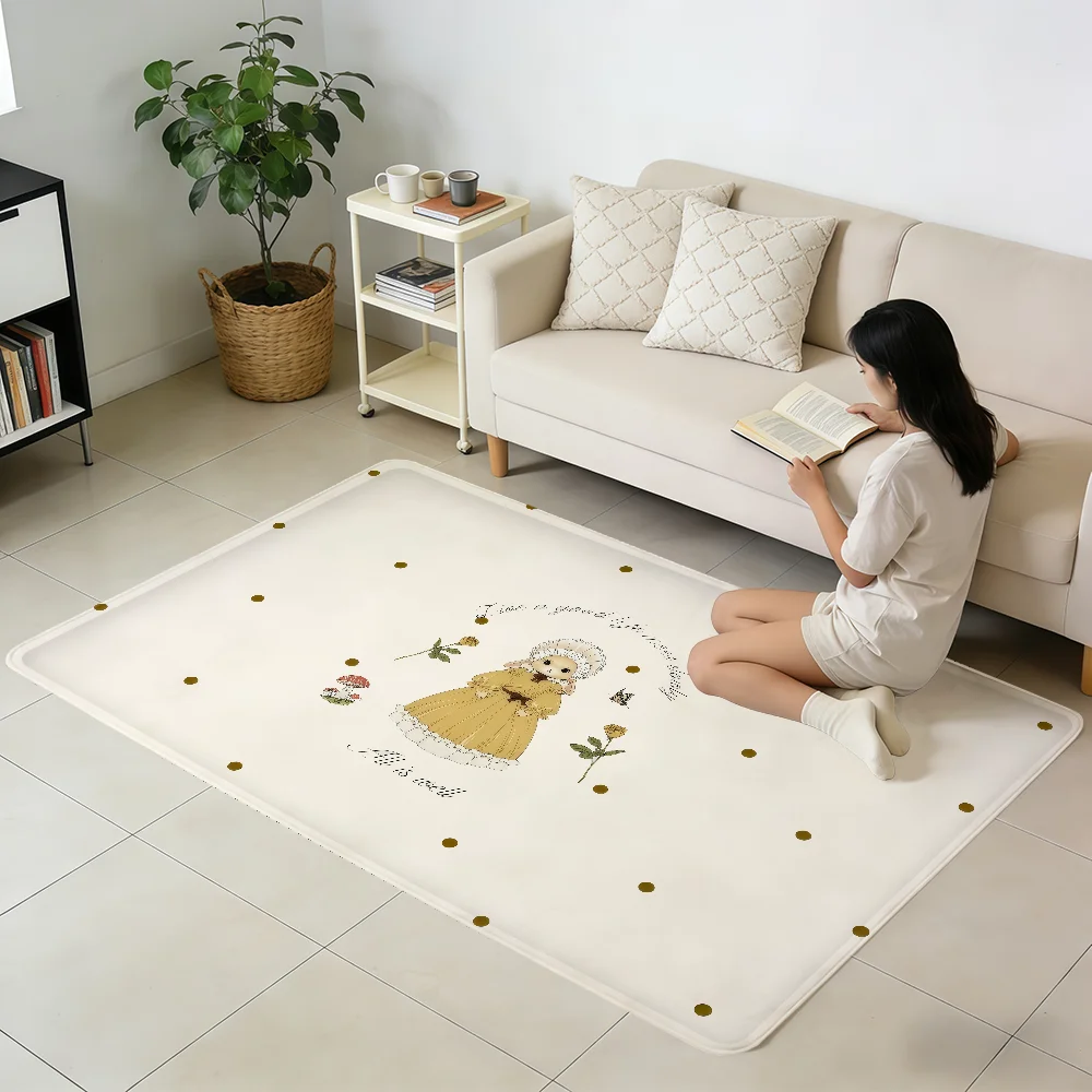 Retro cute bunny flower fashion hogar Bedside Rug Kitchen Bath Floor Mat Hallway Balcony Carpet Entrance Doormat Decor Home