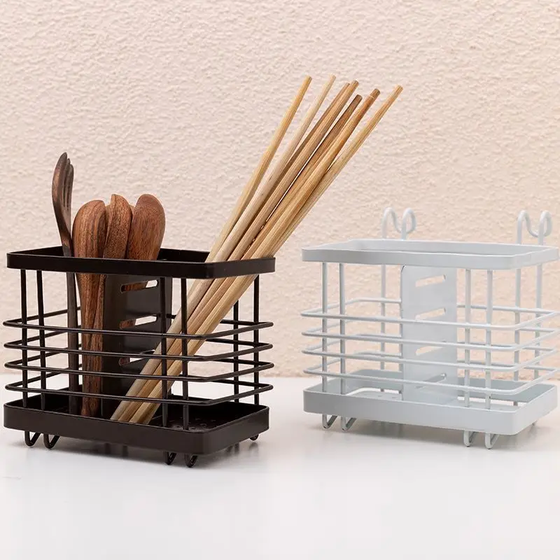 Can Be Hung Wrought Iron Drain Cage Chopsticks Tube Creative Home Kitchen Spoon Chopsticks Knife And Fork Storage Box Storage Ca