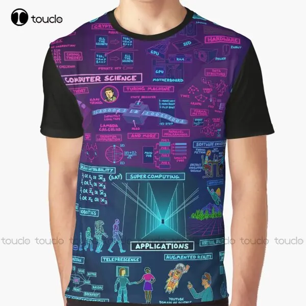 Map Of Computer Science Graphic T-Shirt Custom T Shirts Digital Printing Tee Shirts Christmas Gift New Popular Xxs-5Xl