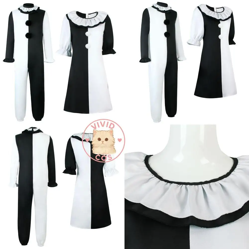 

Popular Movie Character Cosplay Costume Anime Joker Black and White Jumpsuit Classic Role Play Suit for Men Halloween Party