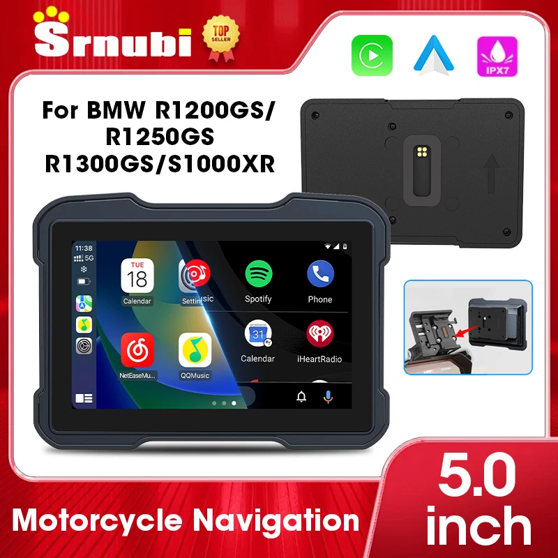 

5-дюймовый мотоциклетный экран Carplay для BMW R1200GS/R1250GS/R1300GS/S1000XR Android Auto Mirror-link GPS мотоциклетный навигатор