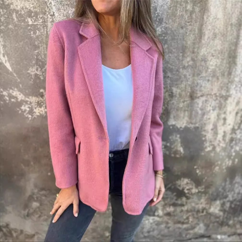 Suit Jacket Women's Clothing Streetwear New 2024 Autumn and Winter Elegant Casual Solid Color Long Sleeves Blazer Female Y2k