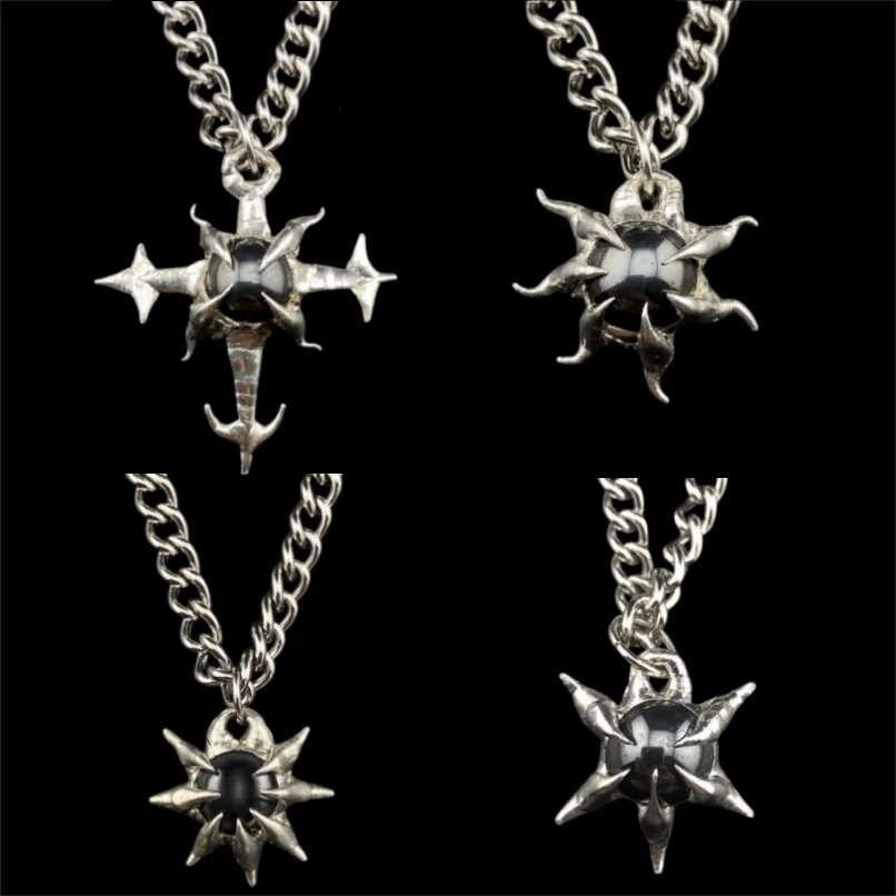 

Black Gallstone Lead free Solder Necklace Brutalist Y2k Stainless Steel Jewelry Handmade Organic Claws Necklace Gifts