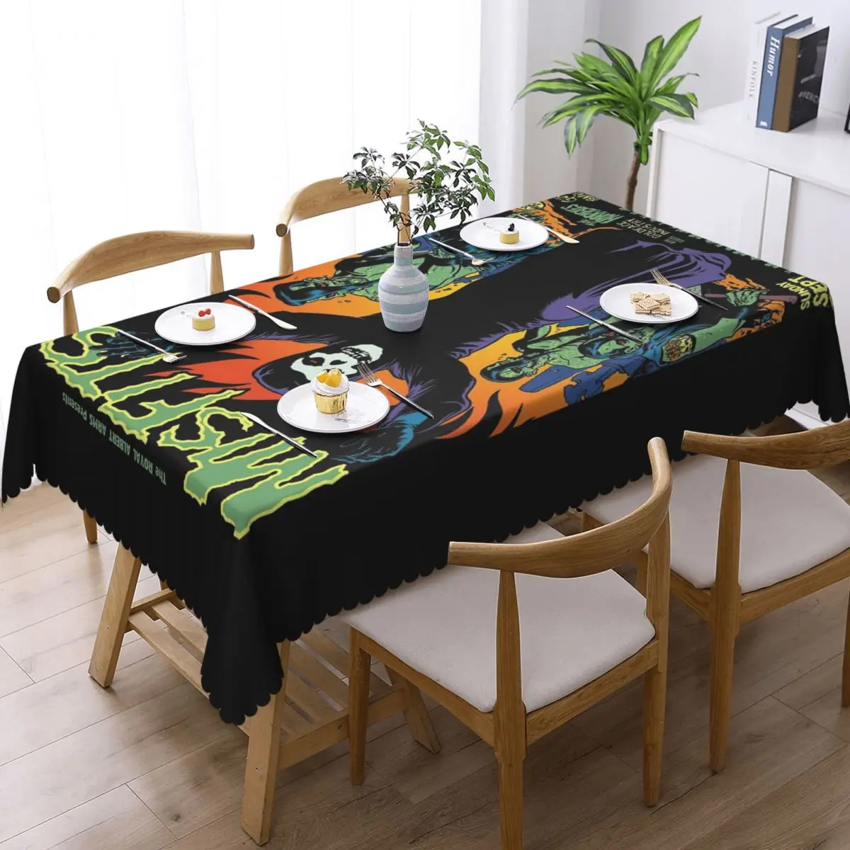 Heavy Metal Misfits Skull Custom Rectangular Tablecloth Waterproof Table Cover for Dining Events Table Cloth