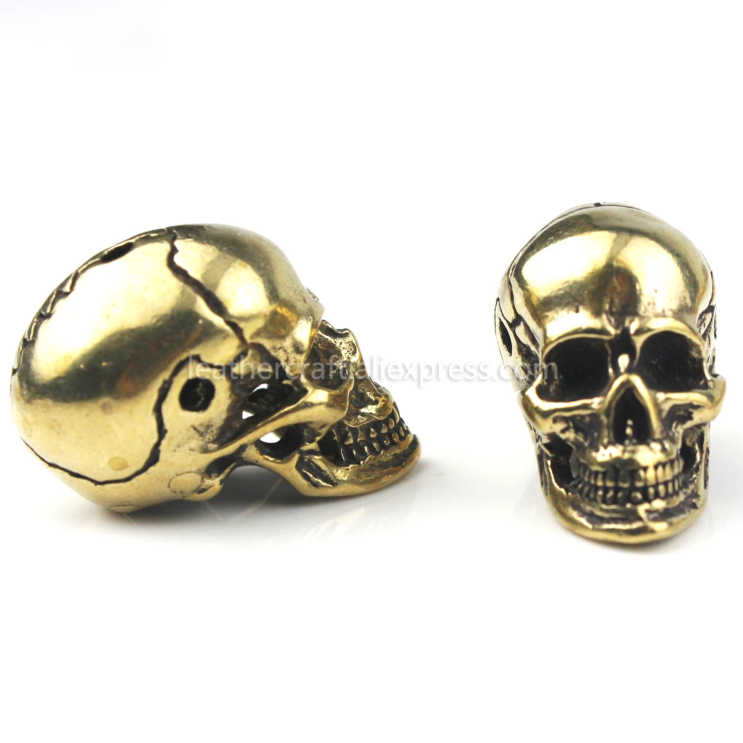 1x New Skull Pendant Retro Brass Casting Polished Punk Biker Pendant Leather Craft Garment Diy Hardware Accessories Pure brass