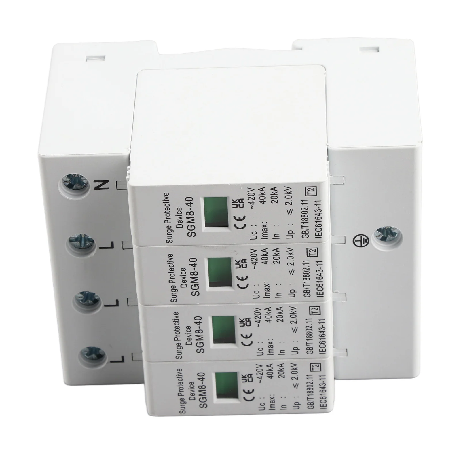 جهاز صواعق المنزل لحماية الرعد 4P 40KA House Din Rail جهاز صواعق الجهد المنخفض للرعد