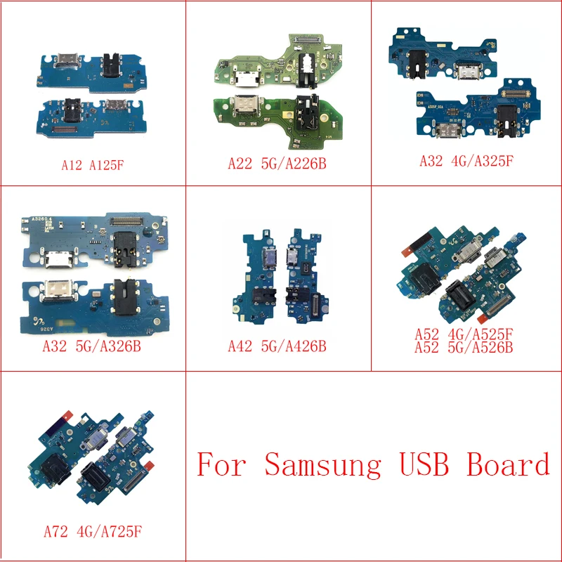 USB Charging Port Board Flex Cable Connector For Samsung A12 A22 A32 A42 A52 A72 4G 5G A125F A226B A325 A426B A525F A526B A725F