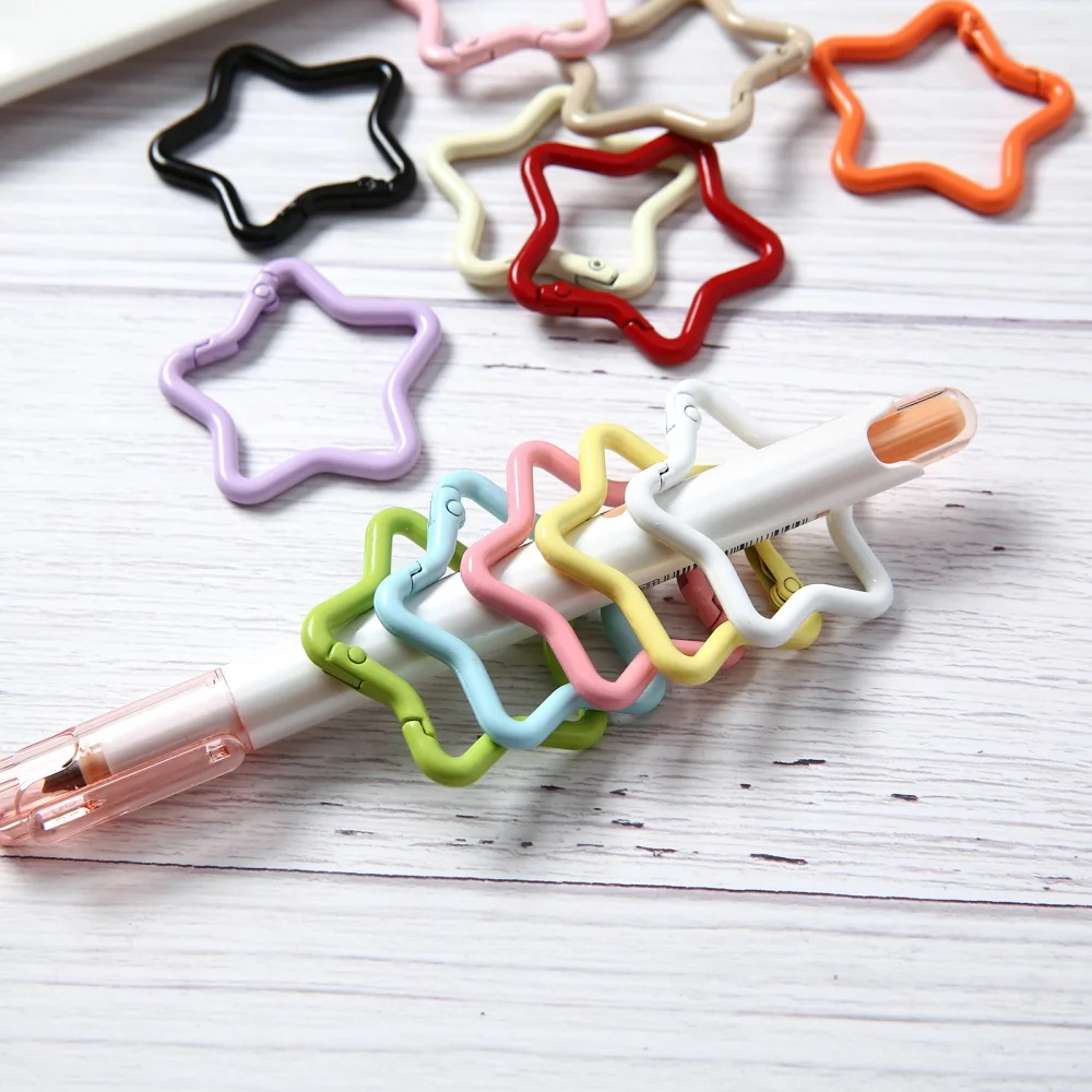 1/5/10pcs Key Ring Five-pointed Star Heart Shaped Key Chain Cute Key Pendants DIY Jewelry Making Accessories