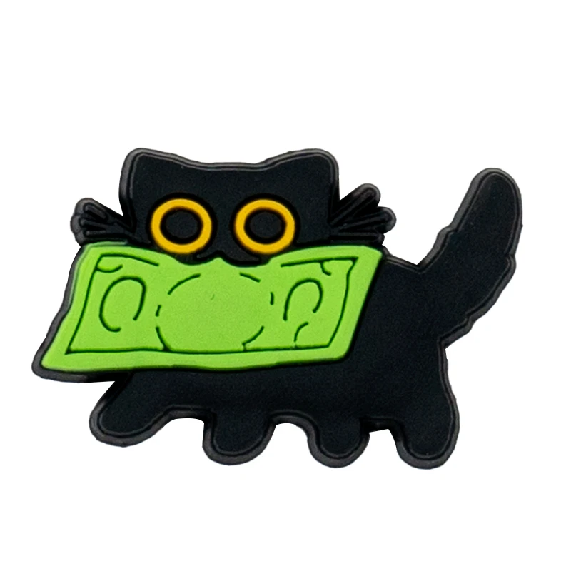 9Pcs Tblack Catr Croc Charms Set, Cute Programmer AI Code Shoe Decorations, DIY for Clogs Sandals, Gift for Coders IT Geeks