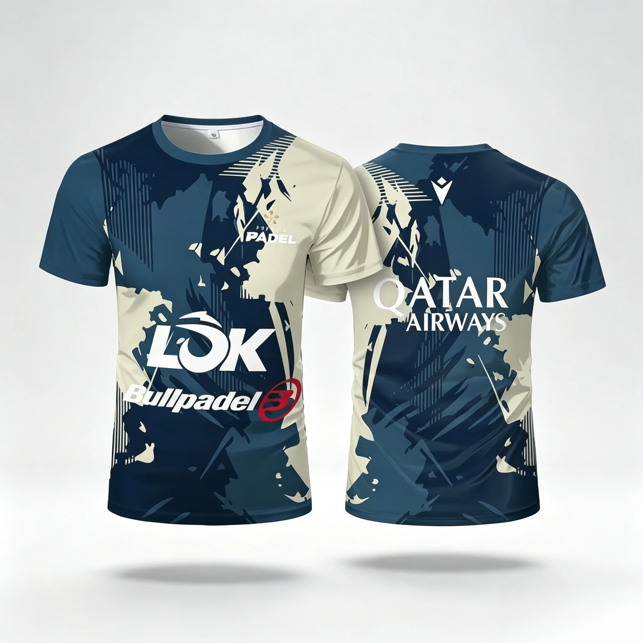 Herren Padel Kurzarm-Trikot, schnelltrocknend, atmungsaktiv, Tennis-Shirt, Bullpadel LOK, Qatar Airways, Trainings-Sport-T-Shirt, verschiedene Farben. – Detail 6