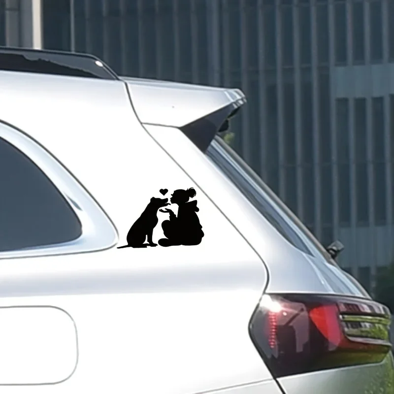 1PC Girl - and - Dog Car Silhouette Sticker - Ideal for Adding a Loving Vibe view 2