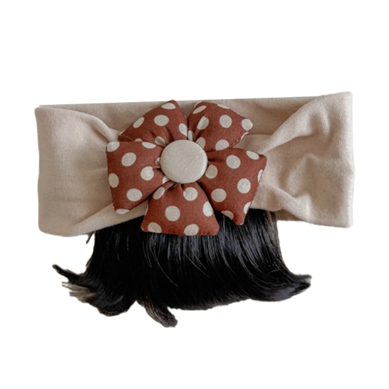 Baby Flower Hairband with Faux Bangs Lovely Flower Detail Headwear Fashionable Hair Accessory for Daily & Party