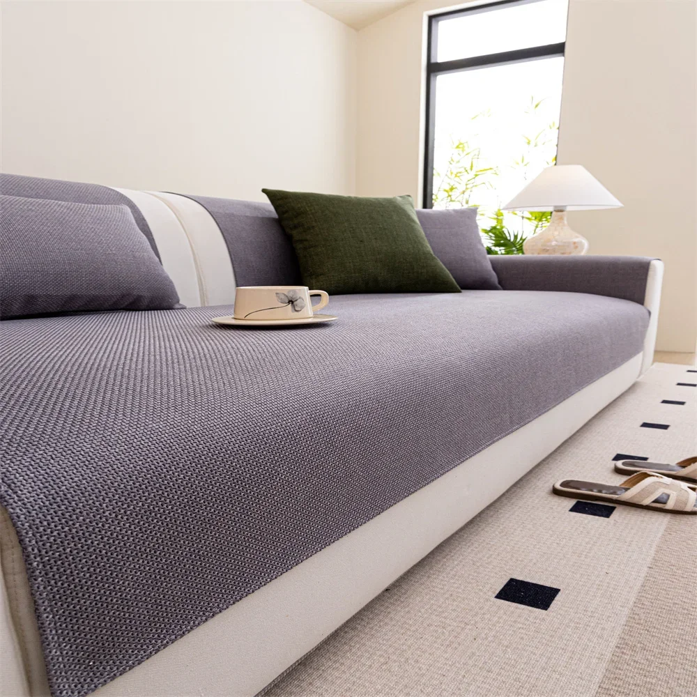 Retro Chenille Sofa Cushion Cover Universal Non-Slip Fixed Straight Row All-Seasons Slipcover for Home Comfort