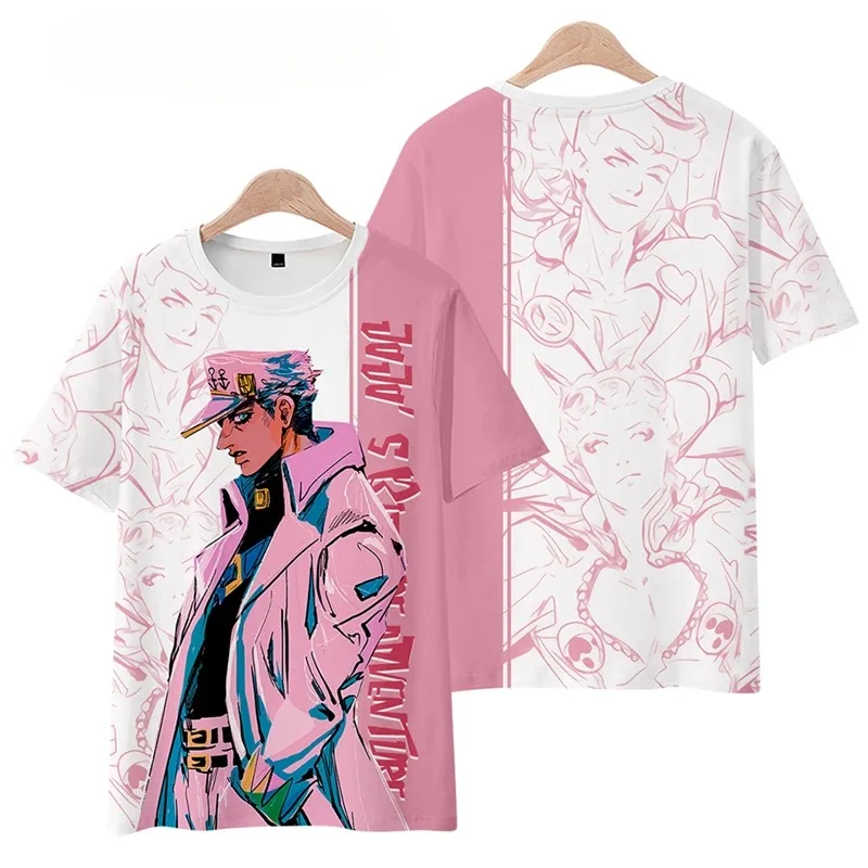 

Homens e mulheres Jojo's Bizarre Adventure 3D Print O-Neck T-shirt, gráfico engraçado T, Kujo Jotaro Cosplay, manga curta, verão