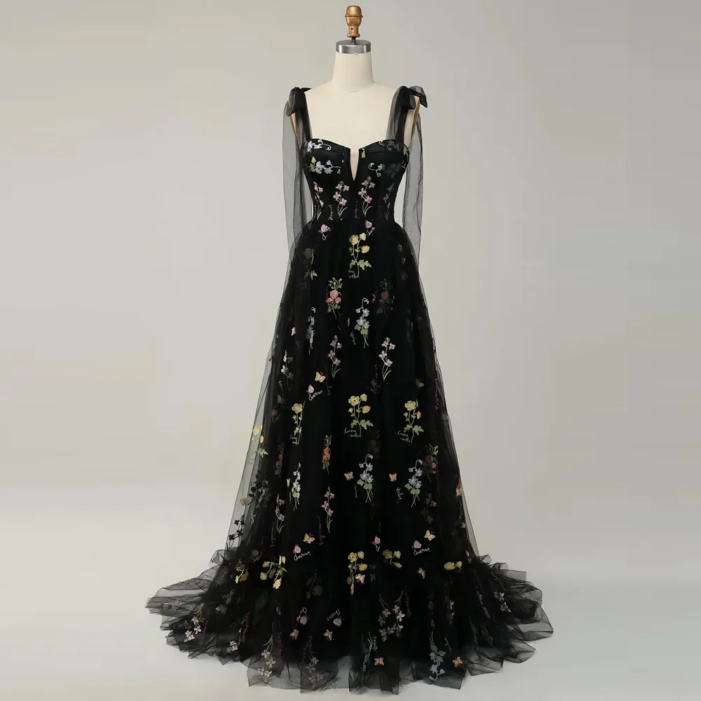 Vrouwen Fee Prinses Borduren Elegante Avondjurken Sexy Mouwl