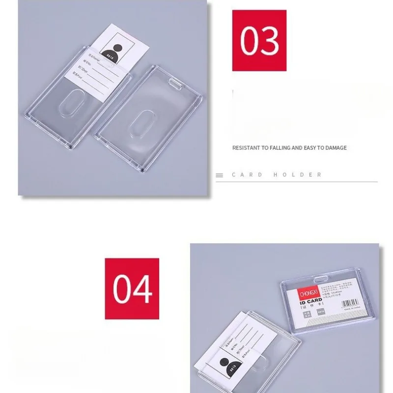 2Pcs Acrylic Working Permit Case Transparent Name ID Pass Work Holder for Staff Employee's Card Cover Work Card Sleeve