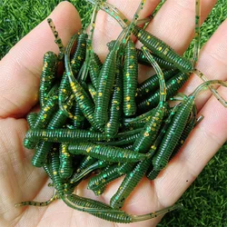 MUKUN 10Pcs/bag Fishing Lure Mini Soft Worm 0.45g 53mm Needle Tail Soft Lure Rockfish Ocean Rock Bait Artificial Bait