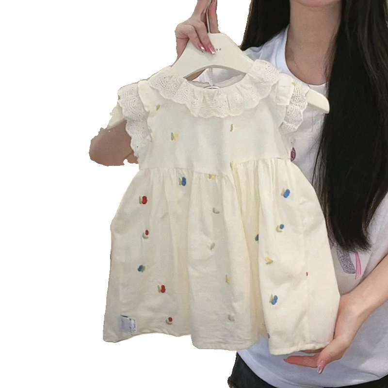 

Girls' summer vest dress, new stylish dress, summer cotton children's dress, baby's first birthday dress