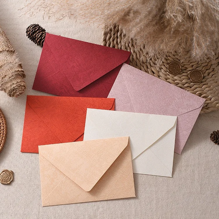 10pcs/pack 16.5x11cm Thick Paper Envelopes for Birthday Business Vintage Wedding Greeting Cards Storage Envelope Red Brown Color