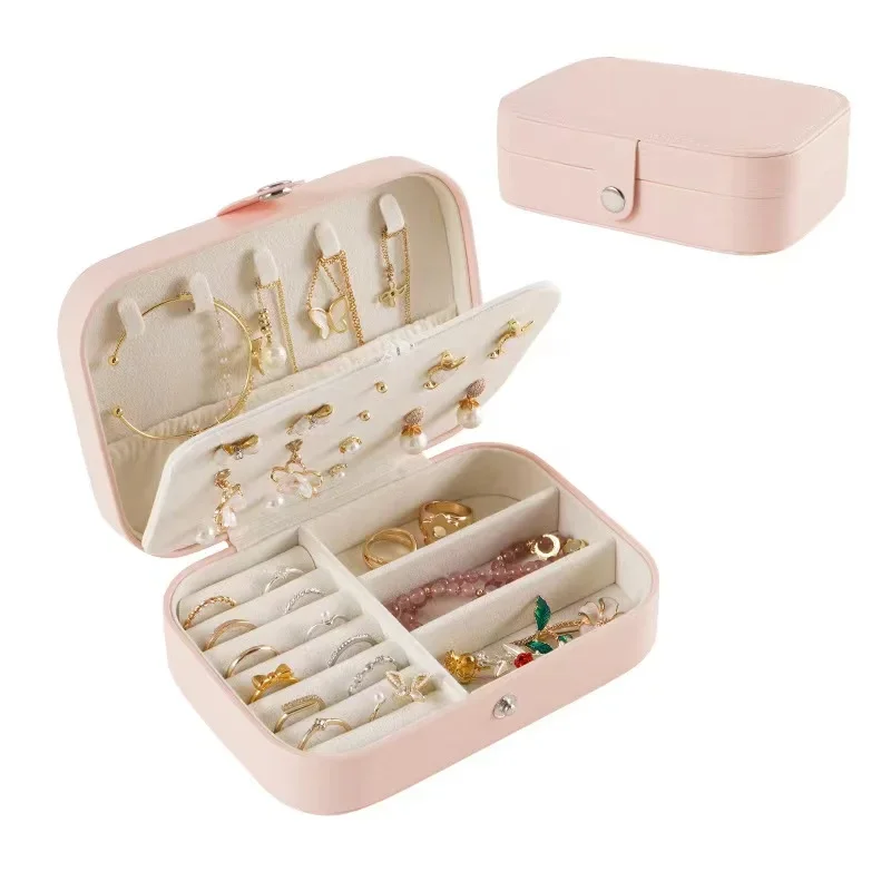 Jewelry Earring Ring Necklace Storage Box Holder Organizer Jewelry Display Portable Travel Jewelry Zipper Case Storage Boxes