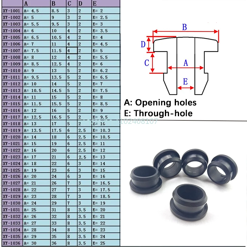 Inverted Through-hole Silicone Rubber Plug Black Snap-on Grommet 4.5mm~50.6mm Cable Wiring Protect Bushings Coil image 2