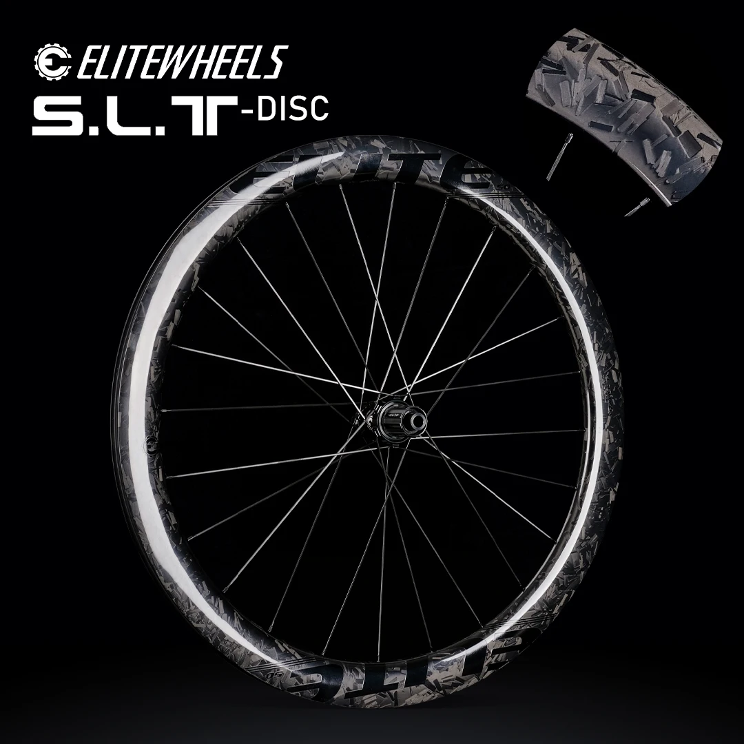 ELITEWHEELS SLT Ceramic Bearing Carbon Wheelset NEW Forged Pattern Finish Disc Brake Cyclocross WheelsCenter Lock 1423 Spoke
