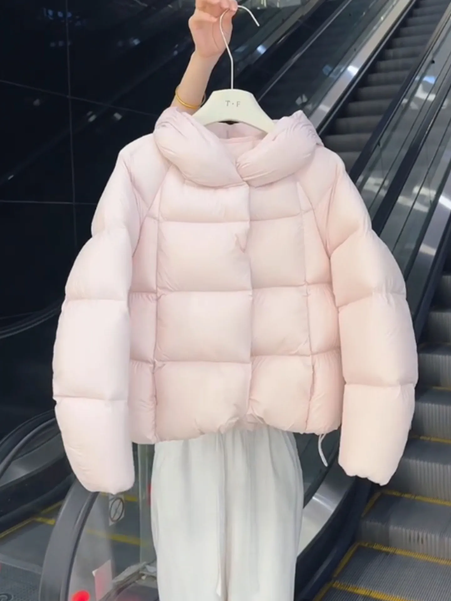 Bonito rosa ort feminino para baixo jaet 2025 inverno novo sle alta sensação com capuz pão tamanho pequeno casaco outerwear