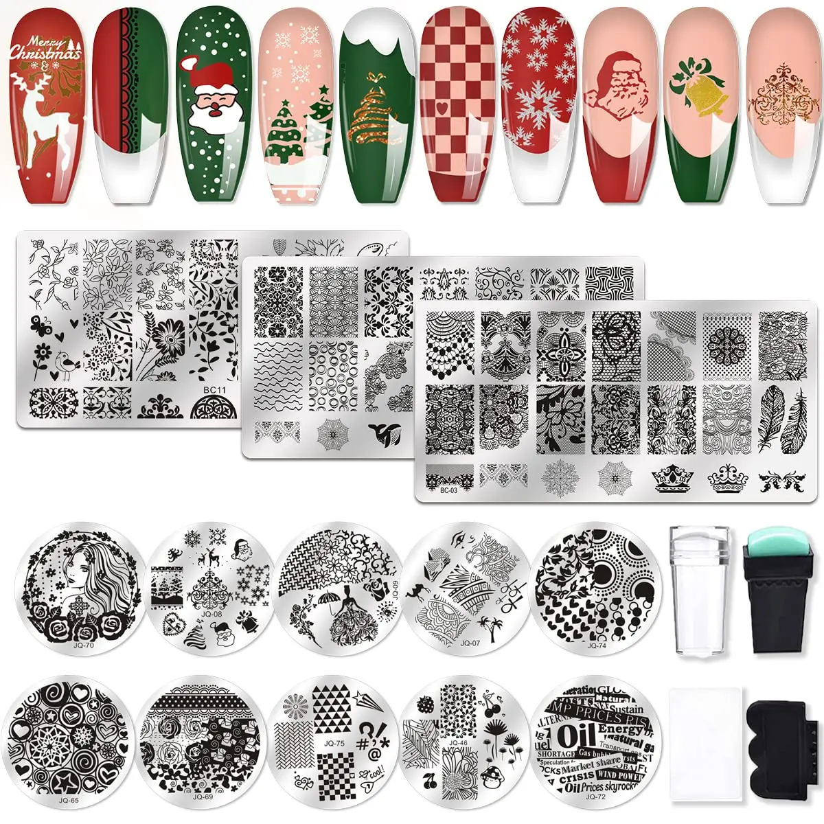 

Biutee Nail Art Templates Stamping Plate Design Flower Animal Glass Lace Christmas Stamp Templates Plates Image Polish Printing