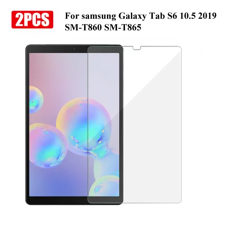 

2PCS Tempered Glass For Samsung Galaxy Tab S6 10.5 Protective Film 9H Tablet Screen Protector For Samsung SM-T860 SM-T865