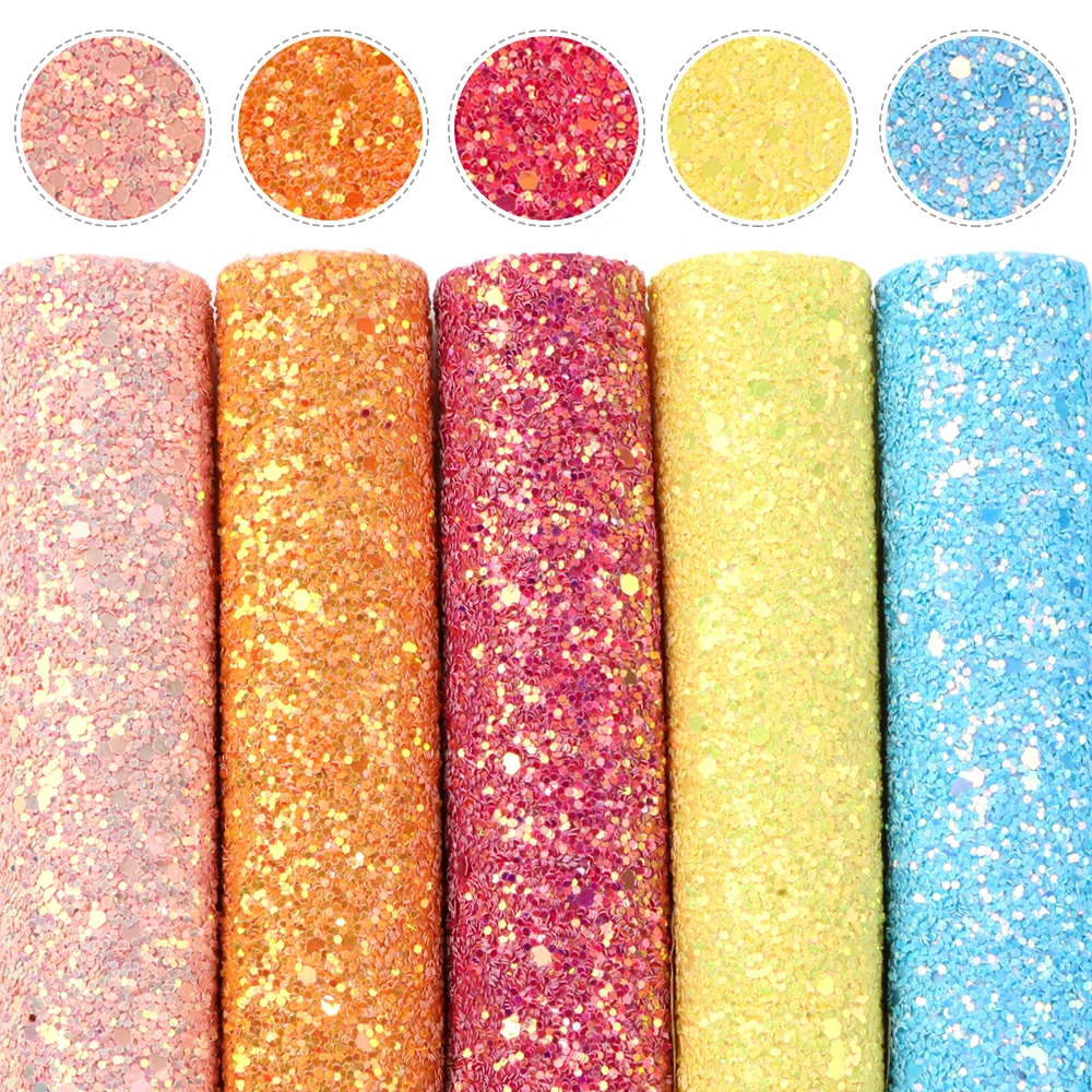 A5 rozmiar 5-8 sztuk/partia Chunky Glitter Faux skórzane arkusze Solid Color skóra syntetyczna tkaniny zestaw DIY kolczyki łuki Craft,1Yc15424